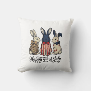 Coussin Conception de chemise de lapin patriotique 4 juill