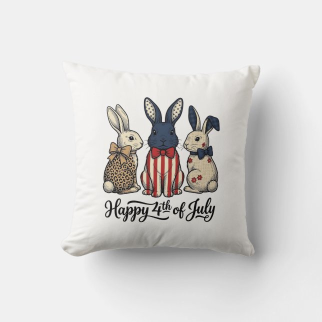 Coussin Conception de chemise de lapin patriotique 4 juill (Recto)