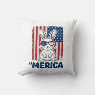 Coussin Conception de chemise de lapin patriotique vintage