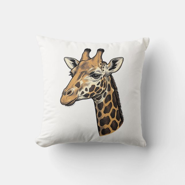 Coussin Conception de chemise de portrait de girafe gravur (Recto)