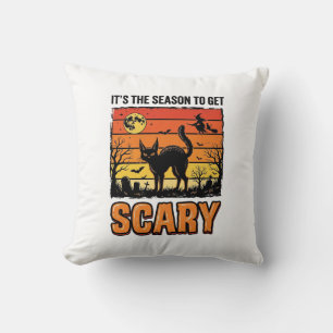 Coussin Conception de chemise de sorcière de chat effrayan