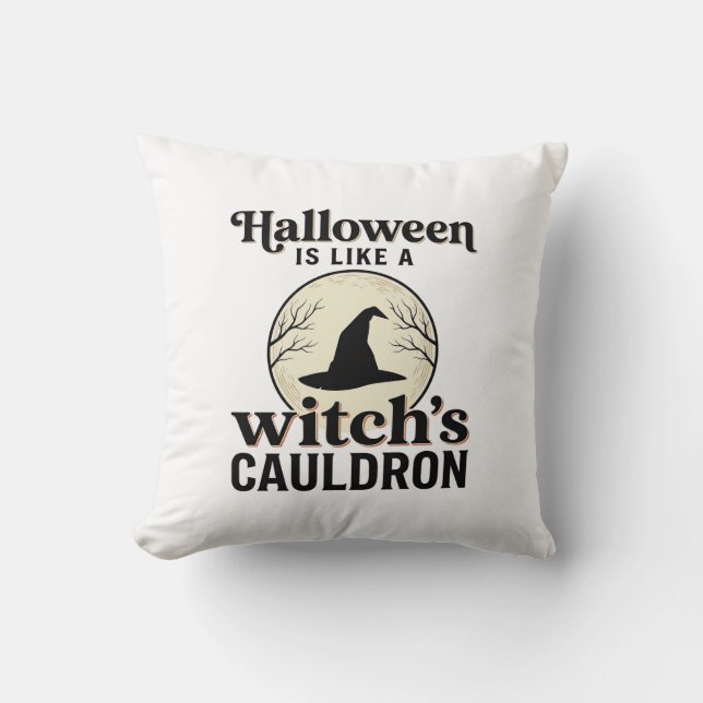 Coussin Conception de chemise de ville d'Halloween de chât (Recto)