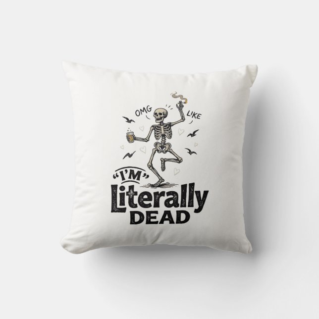 Coussin Conception de chemise d'humour de squelette vintag (Recto)