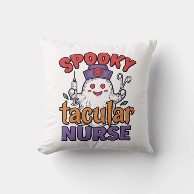 Coussin Conception de chemise fantôme Halloween Infirmière (Recto)
