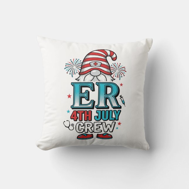 Coussin Conception de chemise gnome patriotique de l'équip (Recto)