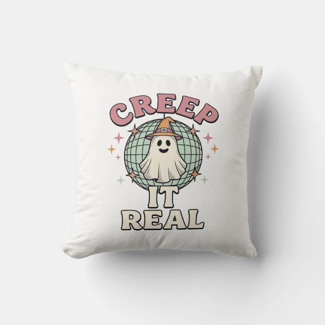 Coussin Conception de chemise Halloween disco fantôme Cree (Recto)