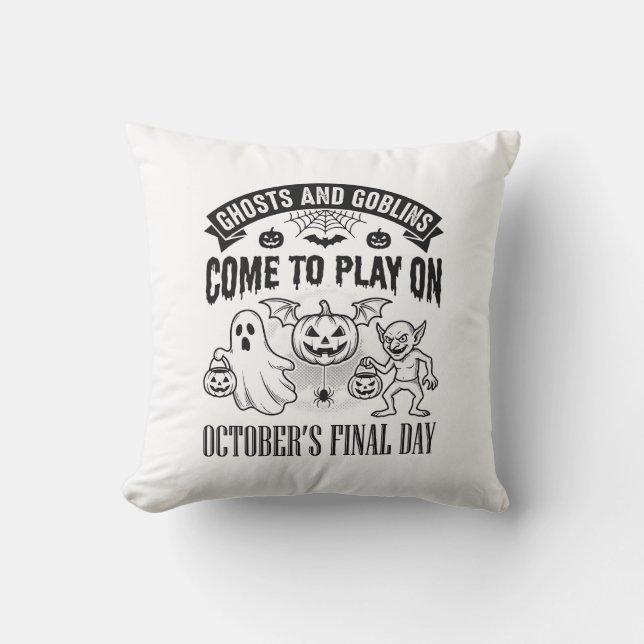 Coussin Conception de chemise Halloween Fantômes et Gobeli (Recto)