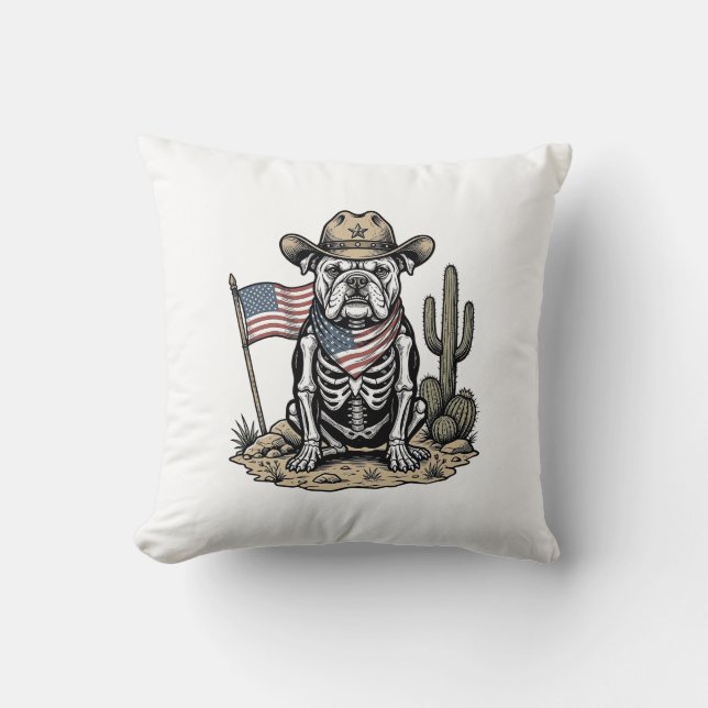 Coussin Conception de chemise patriotique de chien squelet (Recto)