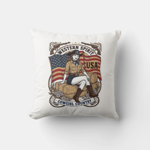 Coussin Conception de chemise patriotique de cowgirl weste