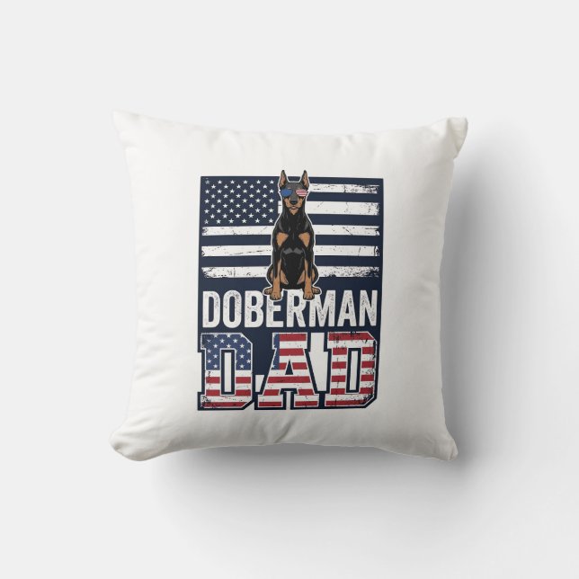 Coussin Conception de chemise pour chien patriotique Dober (Recto)