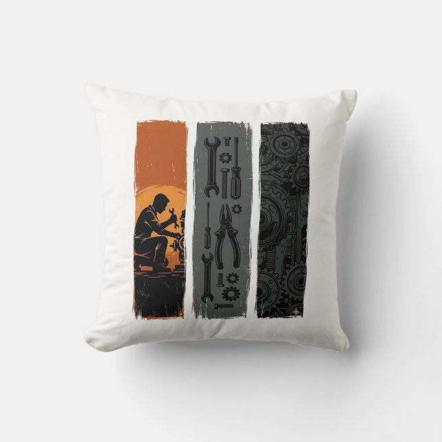 Coussin Conception de chemise triptyque d'outils de mécani (Recto)