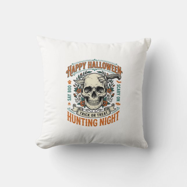 Coussin Conception de chemise vintage Halloween crâne Tric (Recto)