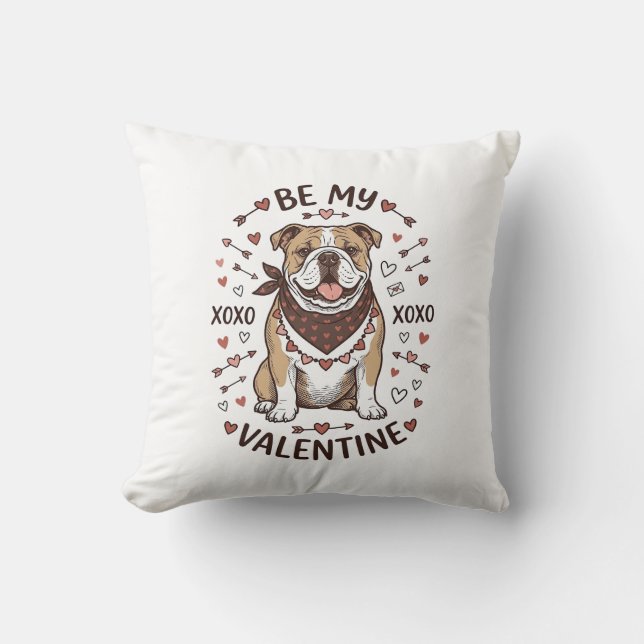 Coussin Conception de chemise vintage Saint-Valentin Bulld (Recto)