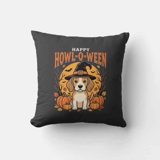Coussin Conception de chien de citrouille de Beagle Hallow (Recto)