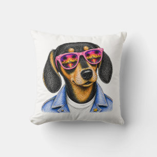 Coussin Conception de chien de coucher de soleil d'été de