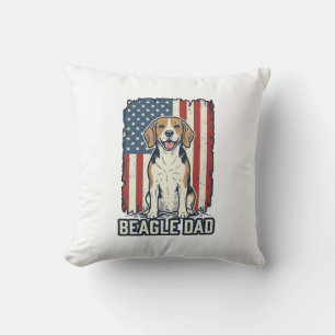 Coussin Conception de chien de gravure vintage patriotique