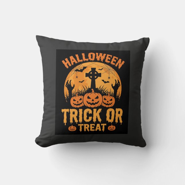 Coussin Conception de cimetière de citrouille pour la fête (Recto)