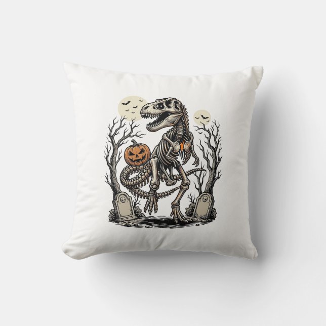 Coussin Conception de cimetière d'Halloween de dinosaure d (Recto)