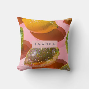 Coussin Conception de Citron Citrus Pailleté Personnalisée
