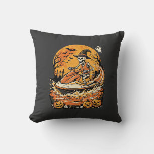 Coussin Conception de citrouille de sorcière de squelette