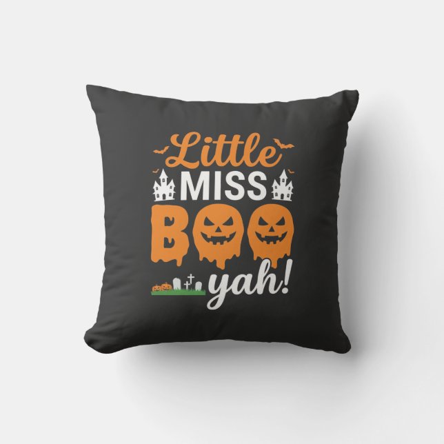 Coussin Conception de citrouille Halloween Little Miss Boo (Recto)