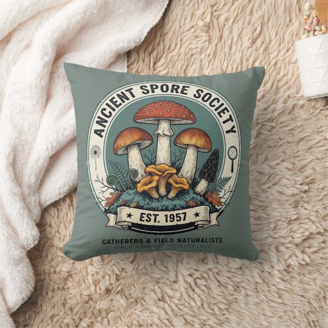 Coussin Conception de club de mycologie et de cueillette d (Couverture)