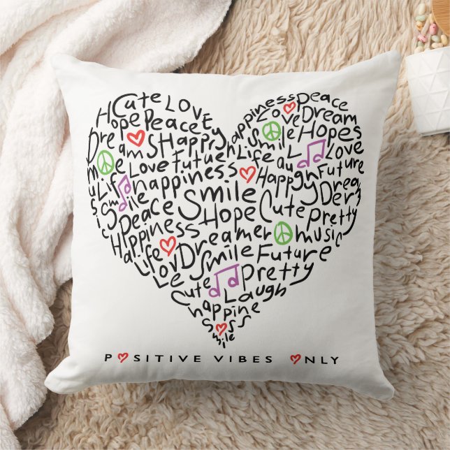 Coussin Conception de cœur avec des vibrations positives u (Couverture)