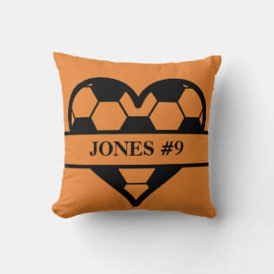 Coussin Conception de coeur de soccer personnalisable