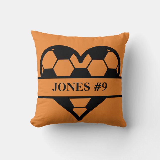 Coussin Conception de coeur de soccer personnalisable (Recto)