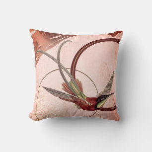 Coussin Conception de colibri rose et marron