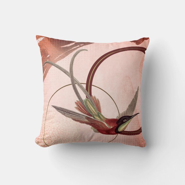 Coussin Conception de colibris roses et marrons (Recto)