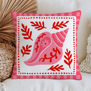 Coussin Conception de coquillage rose botanique océanique