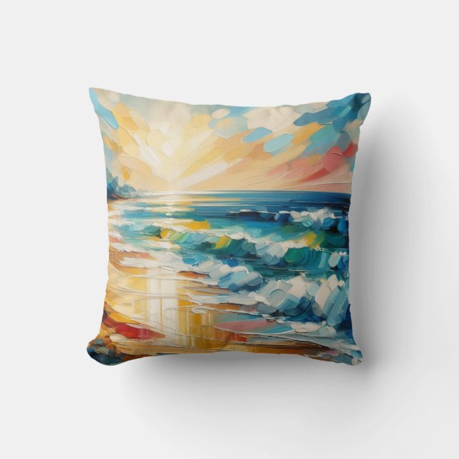 Coussin Conception de coucher de soleil de plage d'art mod (Recto)