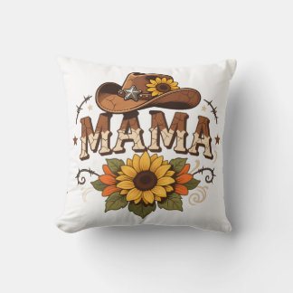 Coussin Conception de cowgirl tournesol maman western