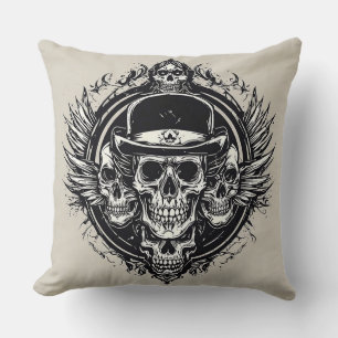 Coussin Conception de crâne complexe avec des ailes et des