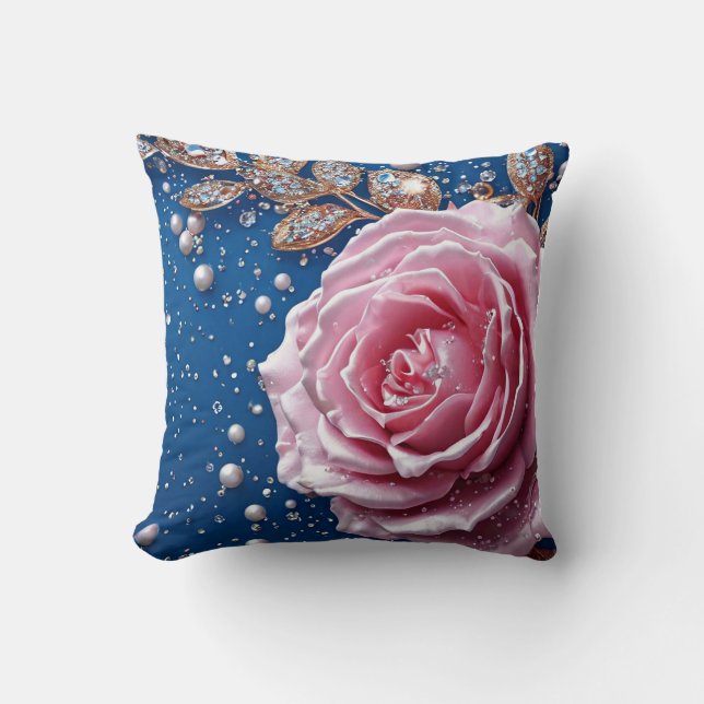 Coussin Conception de cristal de perle de rose rose pour l (Recto)