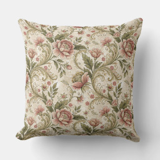 Coussin Conception de damas à motif floral vintage pêche e