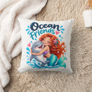 Coussin Conception de dauphin amis de l'océan sirène migno