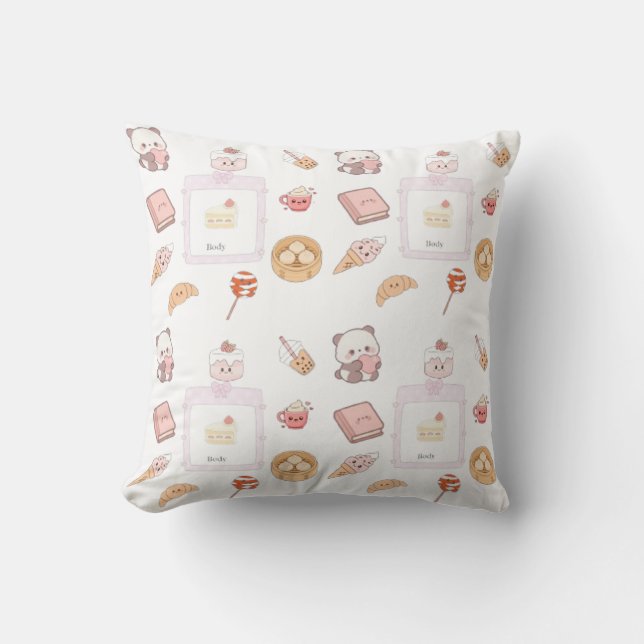 Coussin Conception de dessert friandises rose mignon (Recto)
