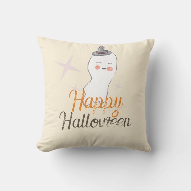 Coussin Conception de dessin animé de fantôme rétro Hallow (Recto)
