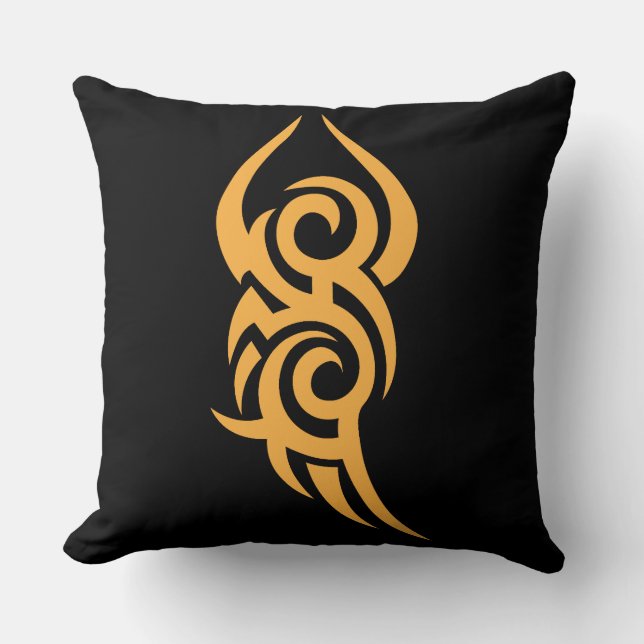 Coussin Conception de dessin linéaire inspirée du tatouage (Recto)