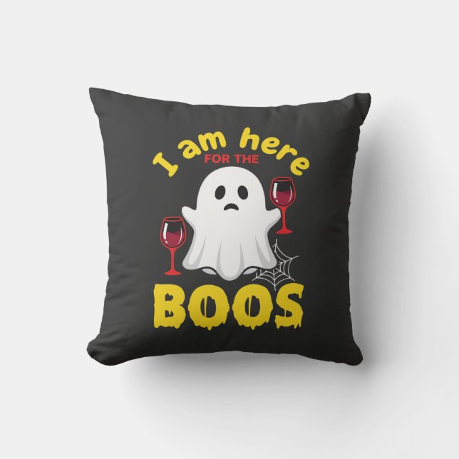 Coussin Conception de fantôme de vin d'Halloween Boos (Recto)