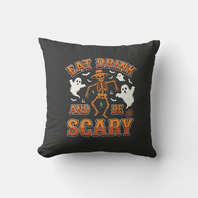 Coussin Conception de fantôme effrayant pour manger et boi (Recto)