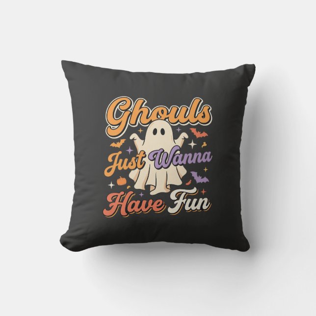 Coussin Conception de fantôme Les goules d'Halloween veule (Recto)