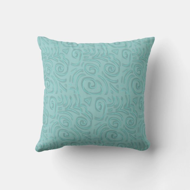Coussin Conception de fausse chenille turquoise (Verso)