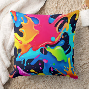Coussin Conception de fête de peinture vibrante