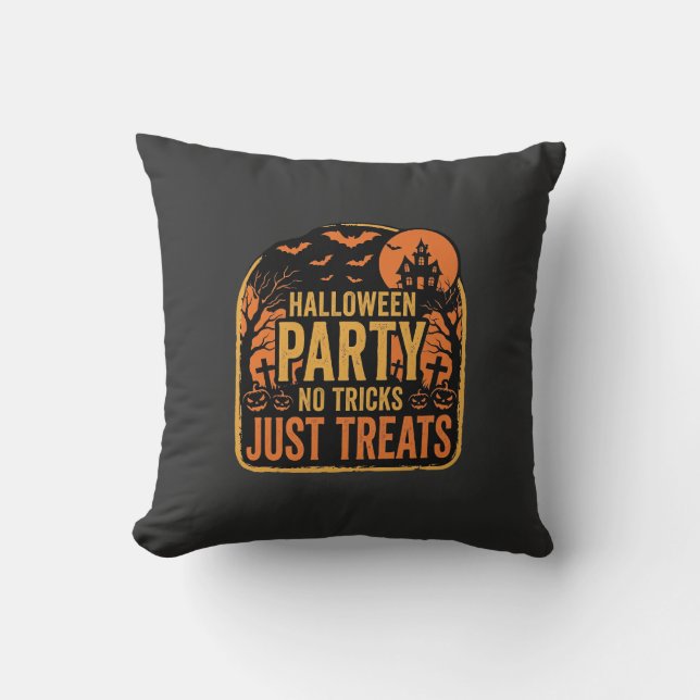 Coussin Conception de fête d'Halloween pas de tours juste  (Recto)