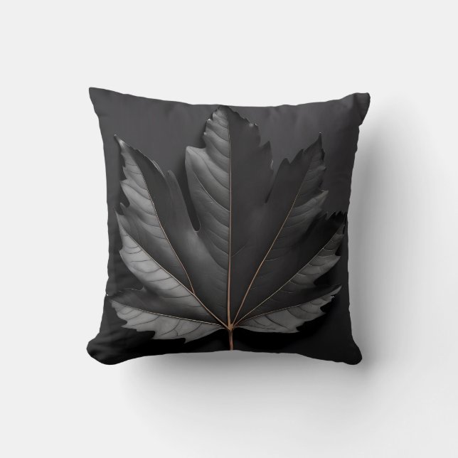 Coussin Conception de feuille en gras noir (Recto)