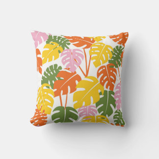 Coussin Conception de feuilles de monstère tropicale