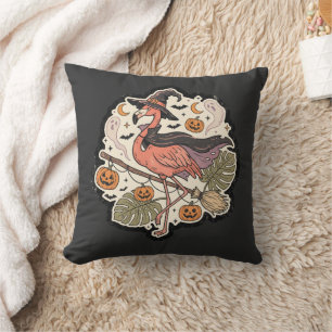 Coussin Conception de flamant rose effrayant vintage pour